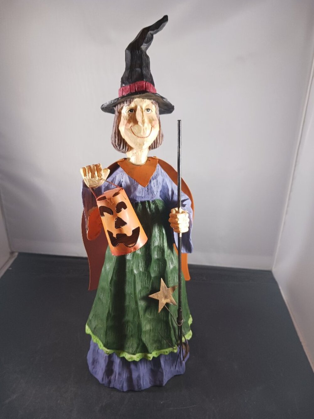 Whimsical Whittler Halloween Witch Handcrafted Primitive-Style Figurine